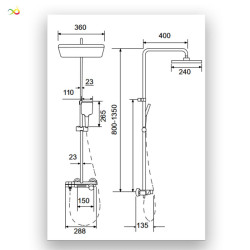 Coluna de duche termostática 3F Gun Metal