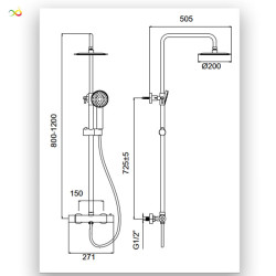 Coluna de duche completa monocomando termostática cromado