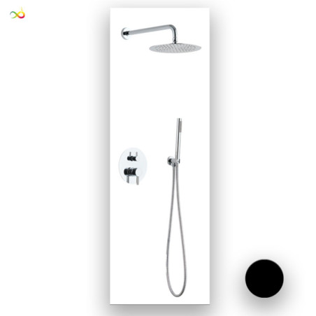 Sistema de duche de embutir preto