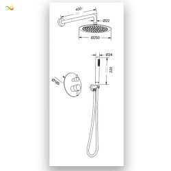 Sistema de duche de embutir Ouro