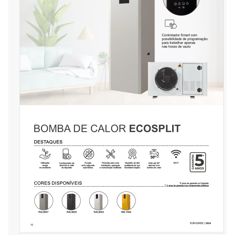 Bomba de calor AQS águas sanitárias Eurogree SPLIT